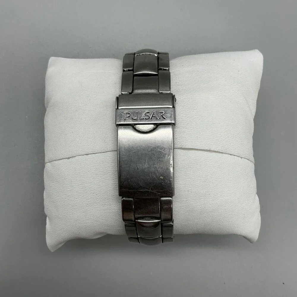 Pulsar V071-0110 Mens Watch 40mm Blue Dial Stainless Alarm Ana-Digi For Parts